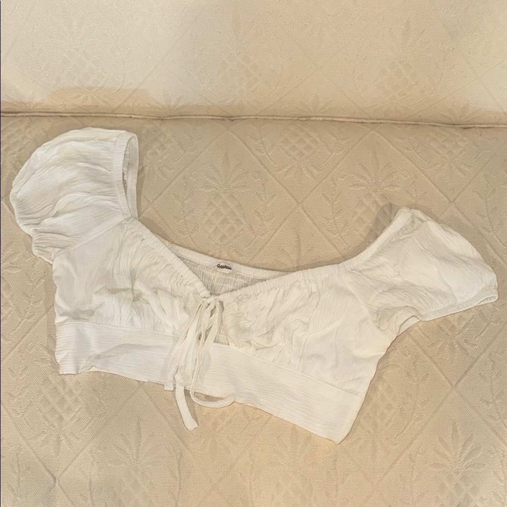 Garage White Puff Sleeve Crop Top